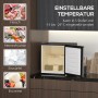 HOMCOM Mini-Gefrierschrank, silberfarben, mit offener Tür und Temperaturanzeige.