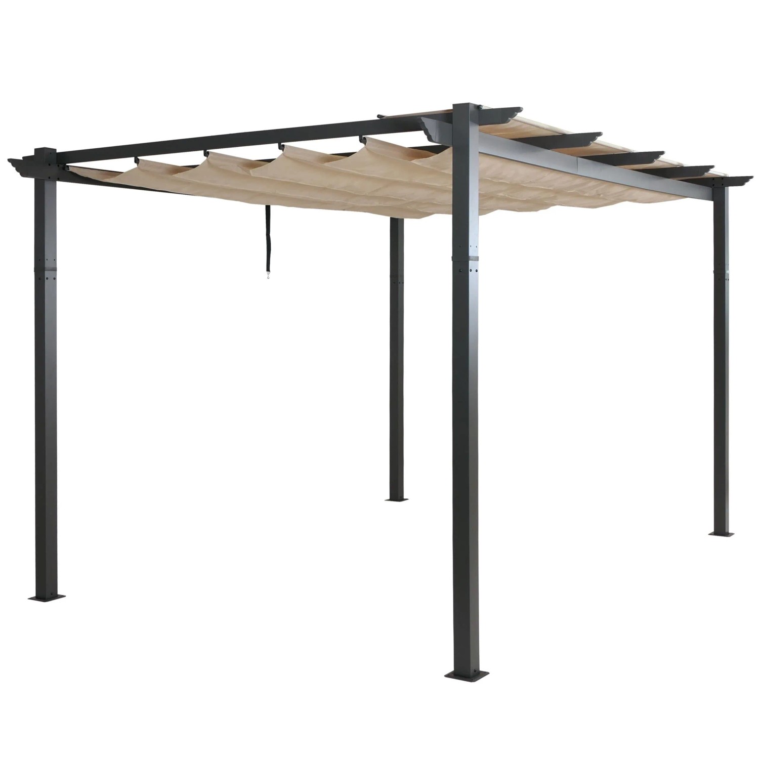 BERLINLODGE Aluminium Pergola Stabiles 8cm-Gestell Schiebedach UV50 Und BxT 4x3m Creme-Beige Gartenpavillon Pavillon Garten