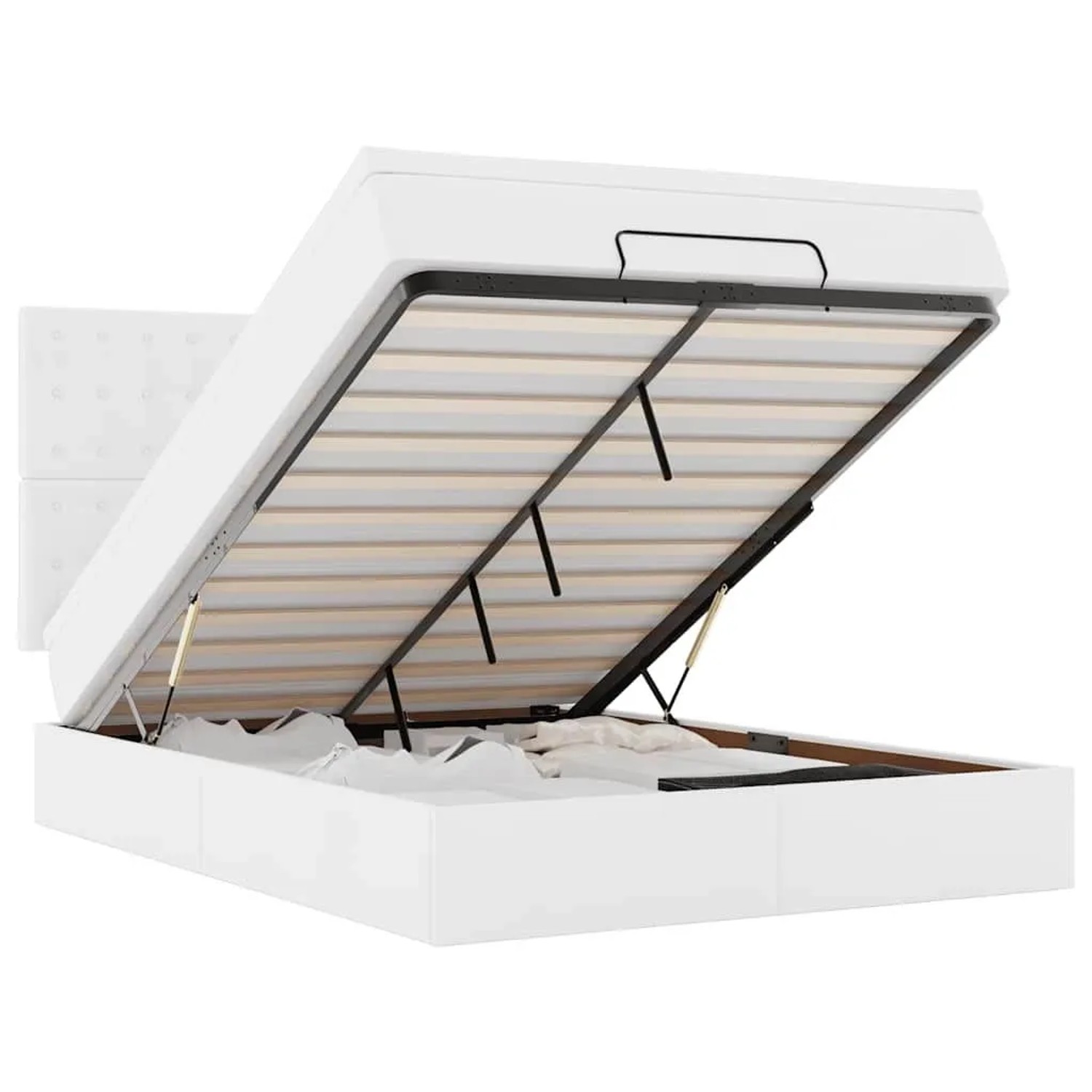 vidaXL Ottoman-Bett mit Matratze und LEDs Weiß 140x200 cm Kunstleder 3313856