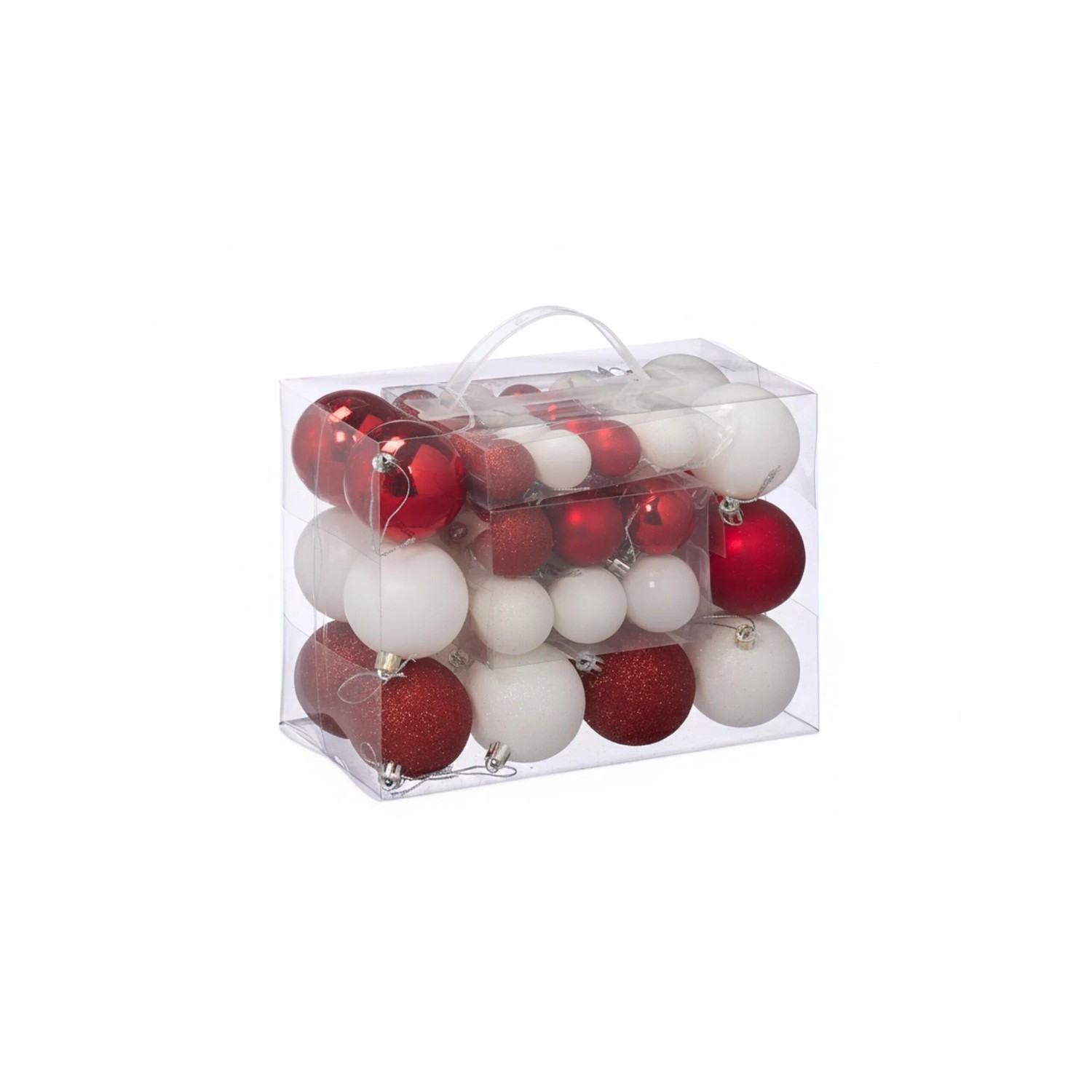 Relaxdays Weihnachtskugeln Polystyrol Weiß Rot Glänzend Matt Glitzernd 50er Pack