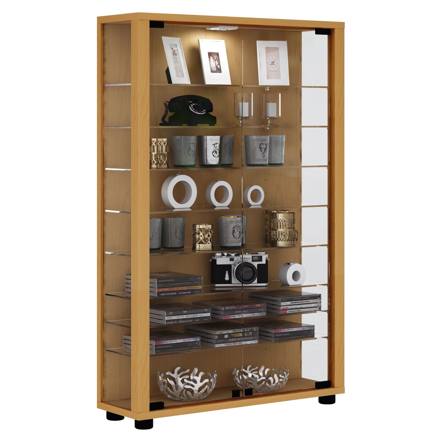 ebuy24 Lumo Mini Vitrinenschrank 2 Glastüren Glasvitrinen mit LED-Leuchten günstig online kaufen