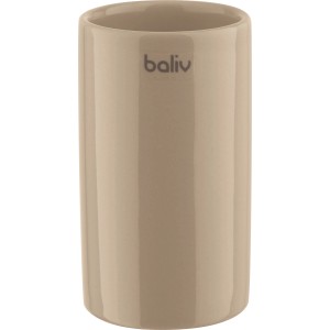 Beiger Keramik Zahnputzbecher von baliv, glänzende Oberfläche.