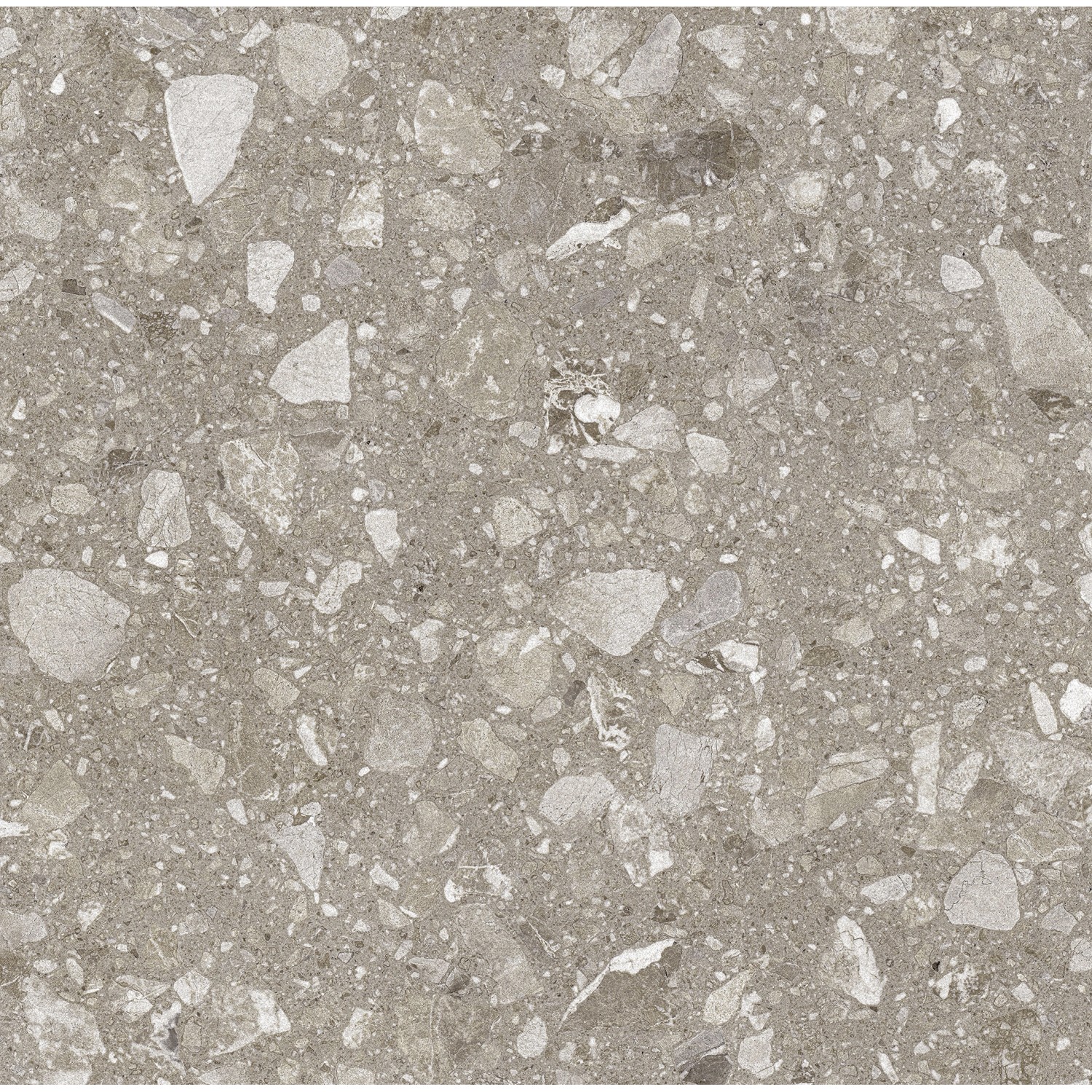 Bodenfliese Feinsteinzeug Taupe, matt glasiert, 60x60 cm. Steinoptik für Innen- und Außenbereich.