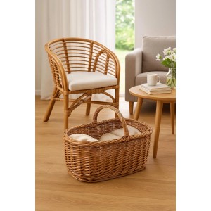 Geflochtener Kobolo Einkaufskorb LEON aus Weide, oval mit Henkel. Badaccessoire im Landhausstil.