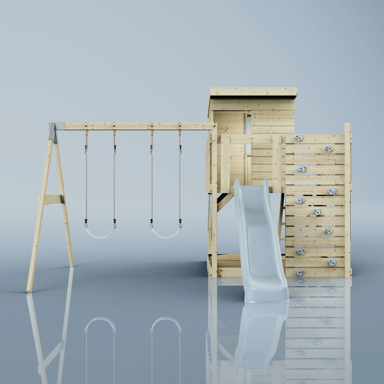 PolarPlay Spielturm Björn, mit Kinderschaukel, Eisblau kaufen bei OBI