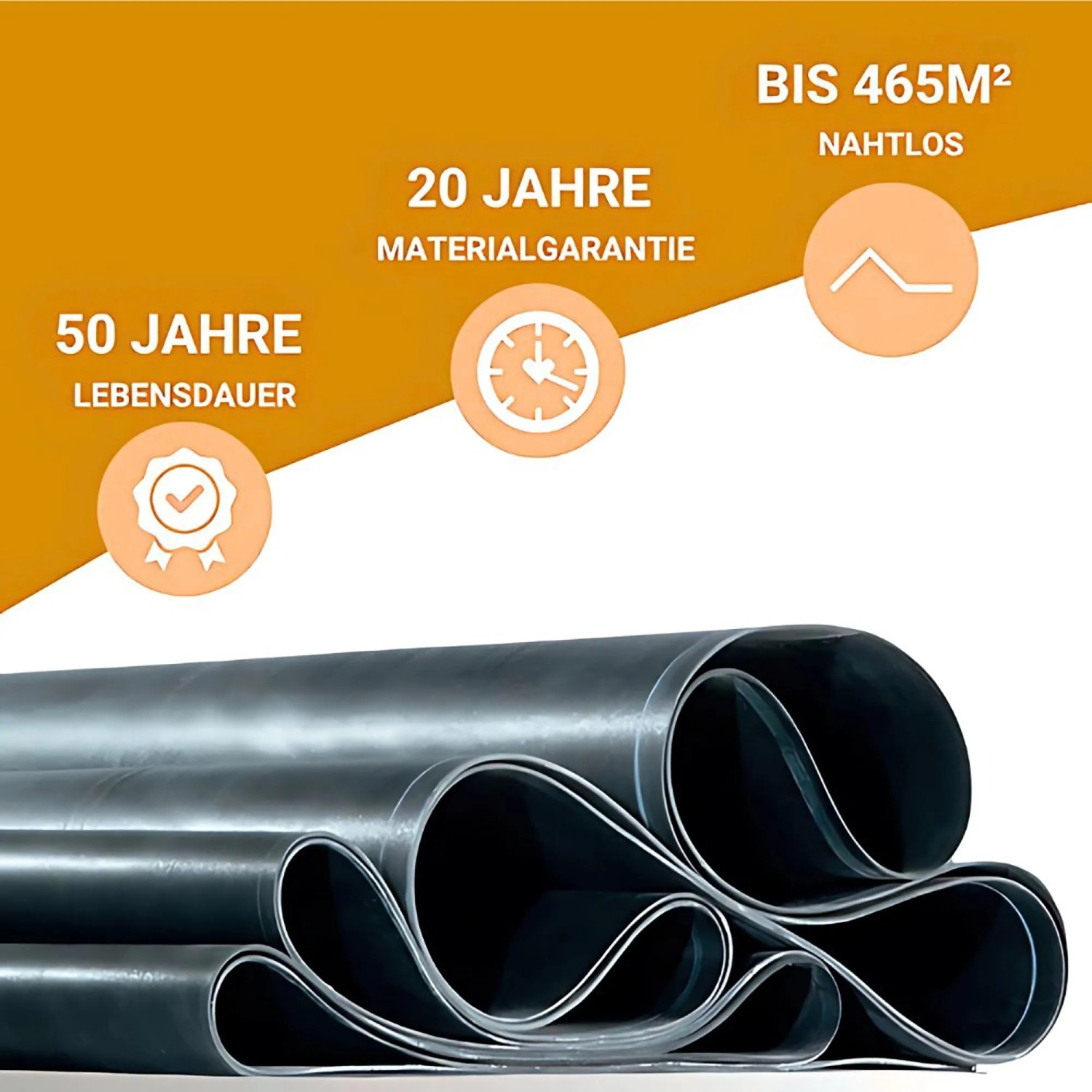Dachprotect EPDM Dachbahn 2,5 x 8,5 Meter in 1,2 mm Stärke