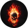 Runder Sanilo Badteppich mit Totenkopf in Flammen Motiv, 80cm Durchmesser.