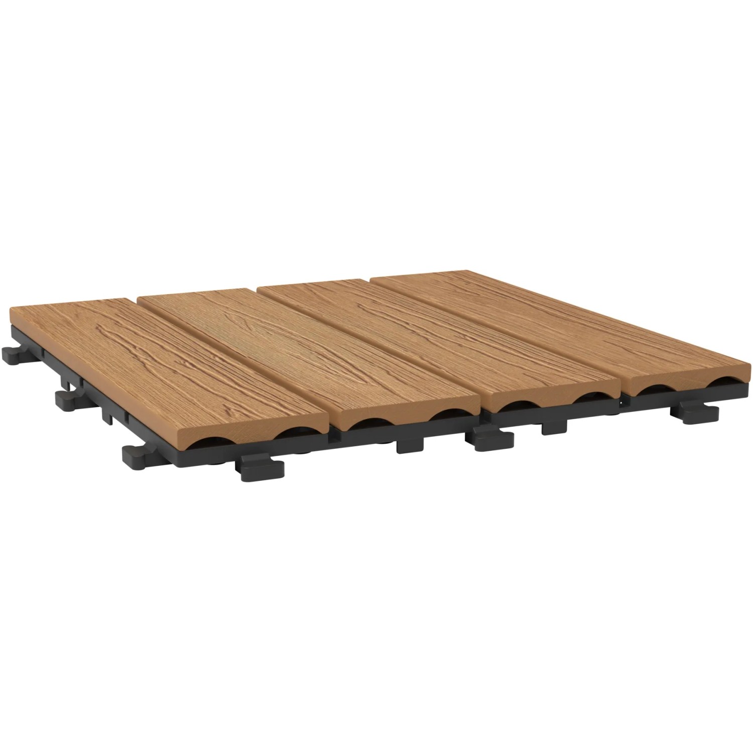 WPC Klickfliese in Braun mit Holzoptik, 30x30 cm, 6er Set für Terrasse & Balkon.