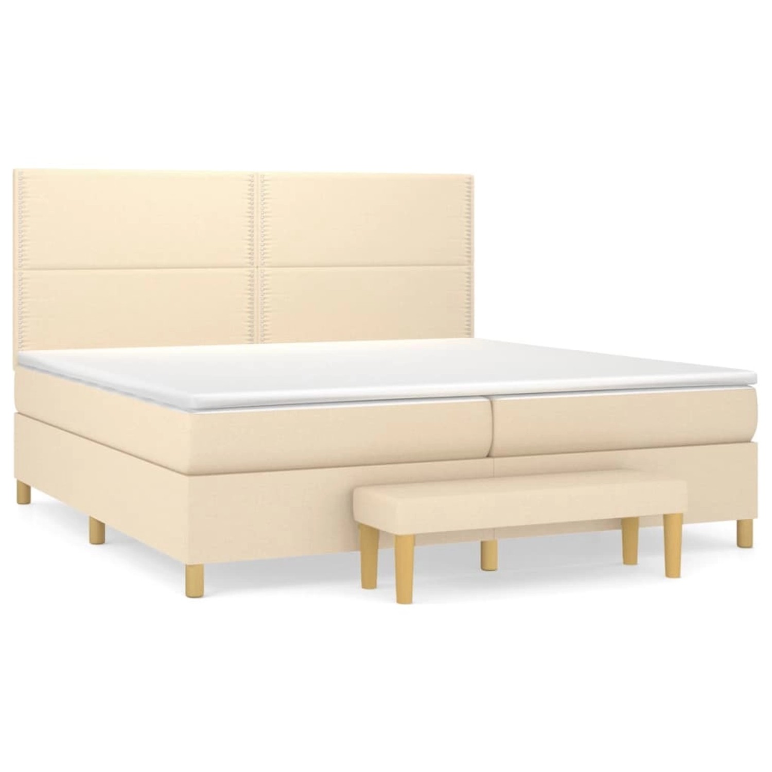 vidaXL Boxspringbett mit Matratze Creme 200x200 cm Stoff1358314