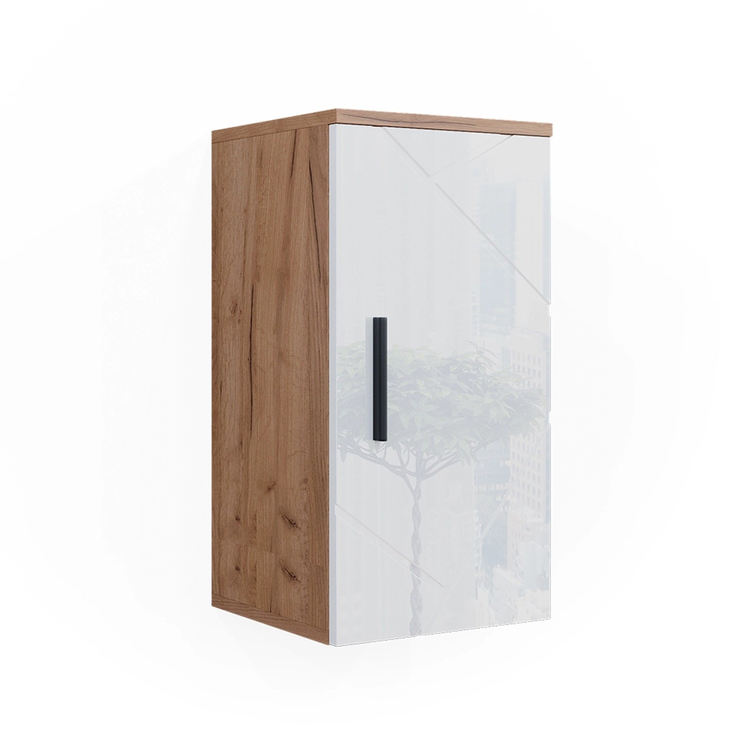 Vicco Badschrank Irma Weiß Hochglanz/Goldkraft Eiche 30 x 59 cm mit Regal günstig online kaufen