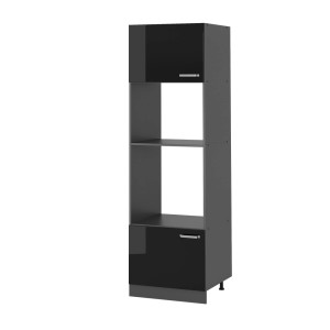 Vicco Mikrowellenschrank R-Line, Küchenregal in Schwarz Hochglanz/Anthrazit, 60 cm breit.