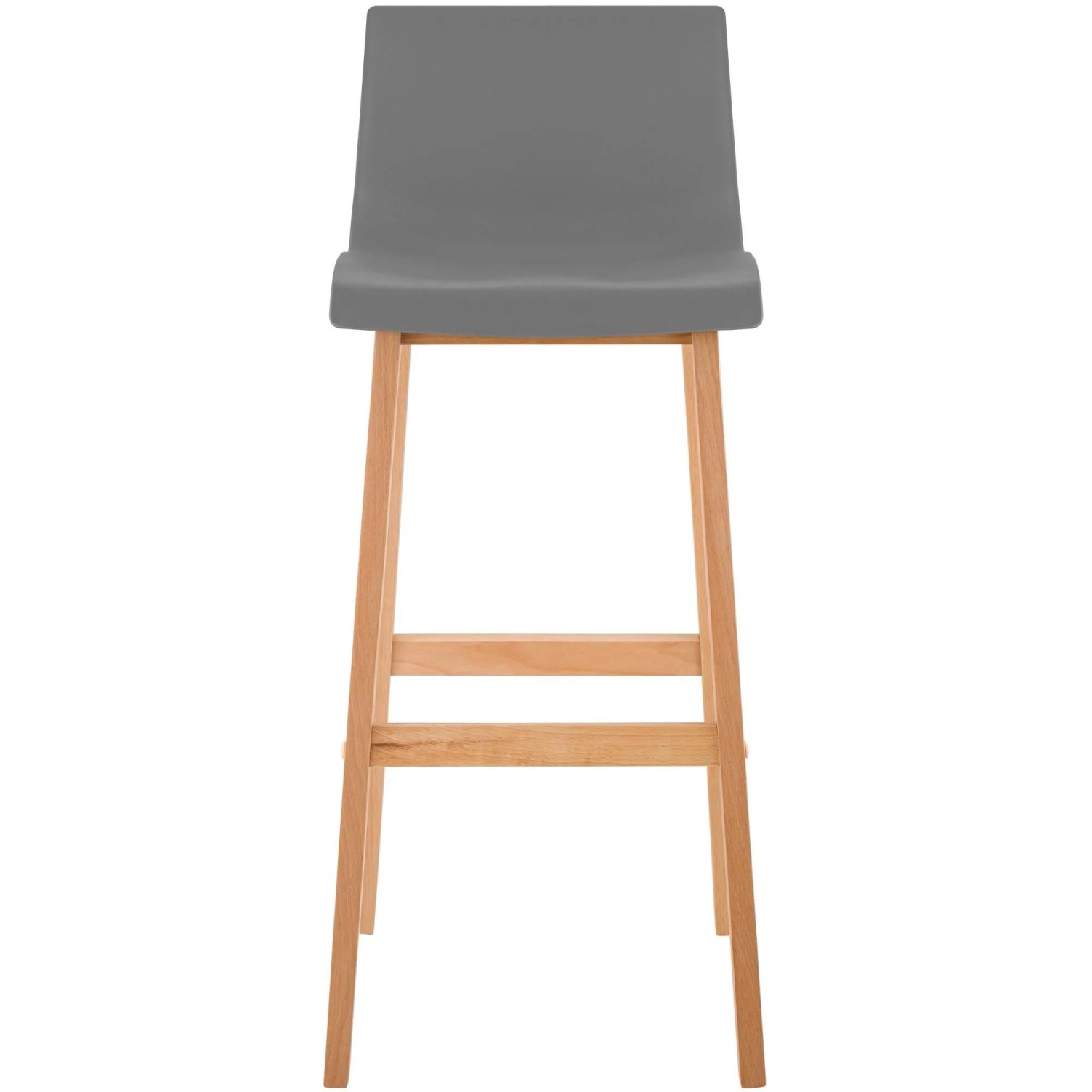 CLP Barhocker Hover in Grau mit Kunststoff-Sitzschale und hellem Holz-Vierfußgestell.