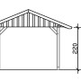 Technische Zeichnung: Skan Holz Carport Schwarzwald mit Maßen. Ideal für Planung.
