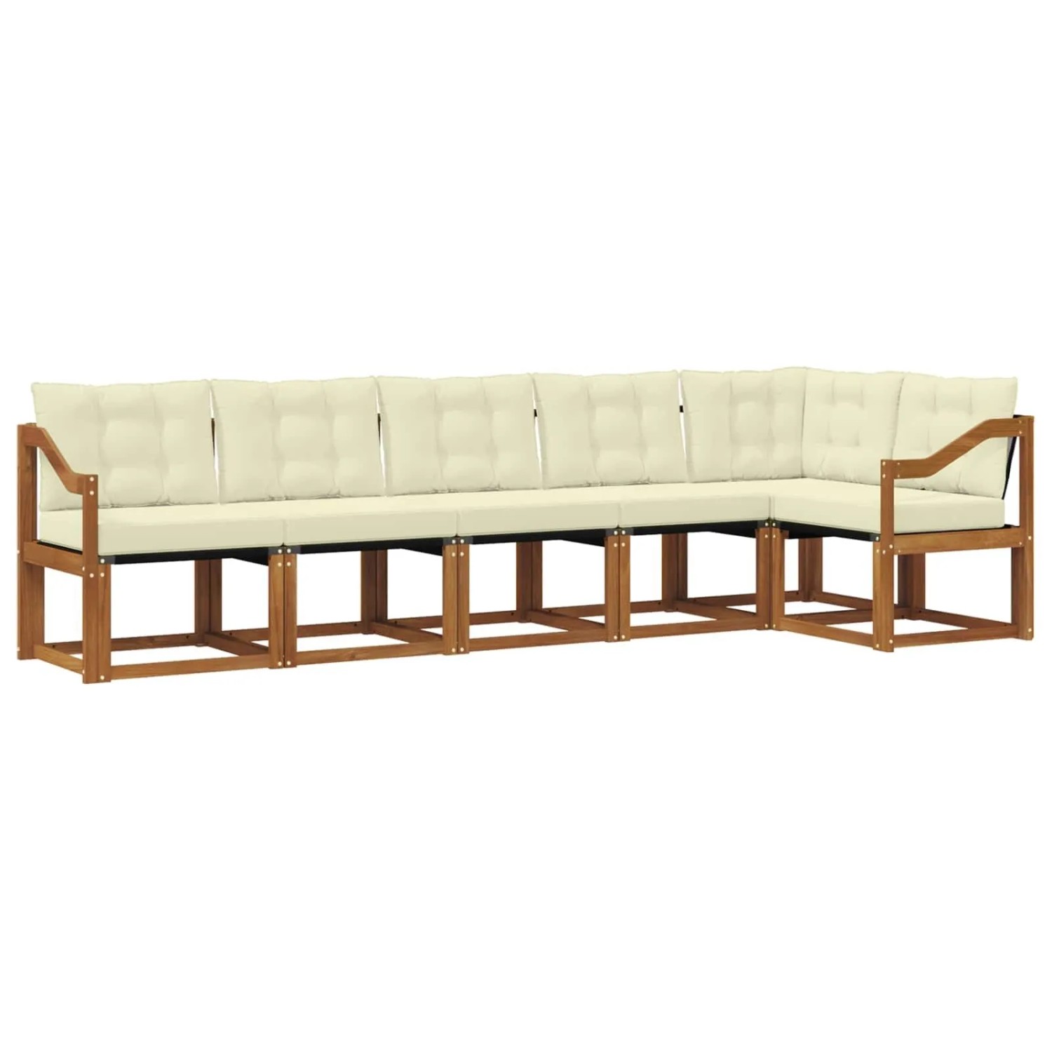 vidaXL Outdoor-Sofagarnitur mit Kissen 6-Tlg Natur und Creme 3368721