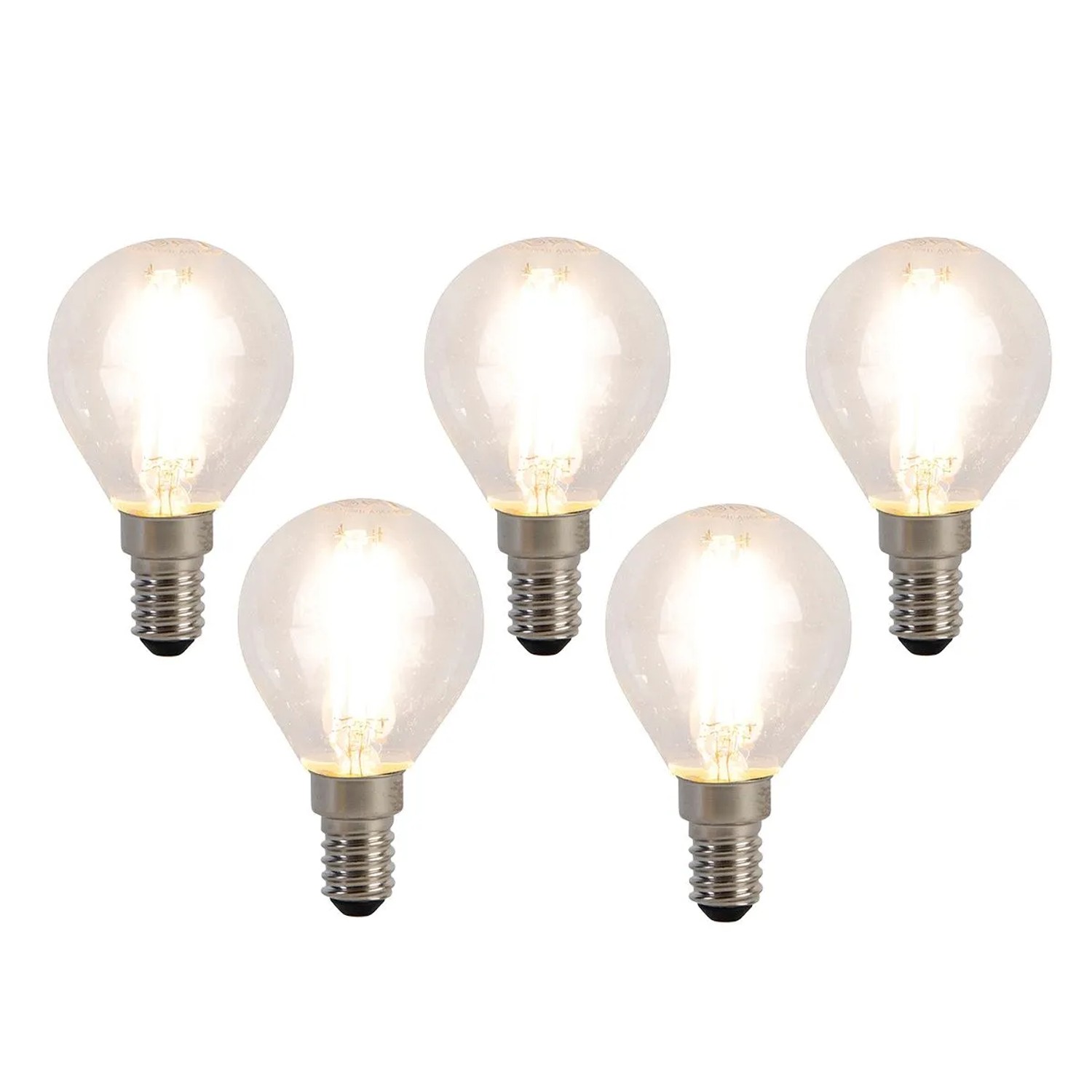 LUEDD 5er Set E14 LED Filament Glühbirnen P45 4W 470,m 2700K