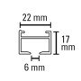 Querschnitt der schwarzen Schöner Wohnen Vorhangschiene Emilia, 22x17x6mm.