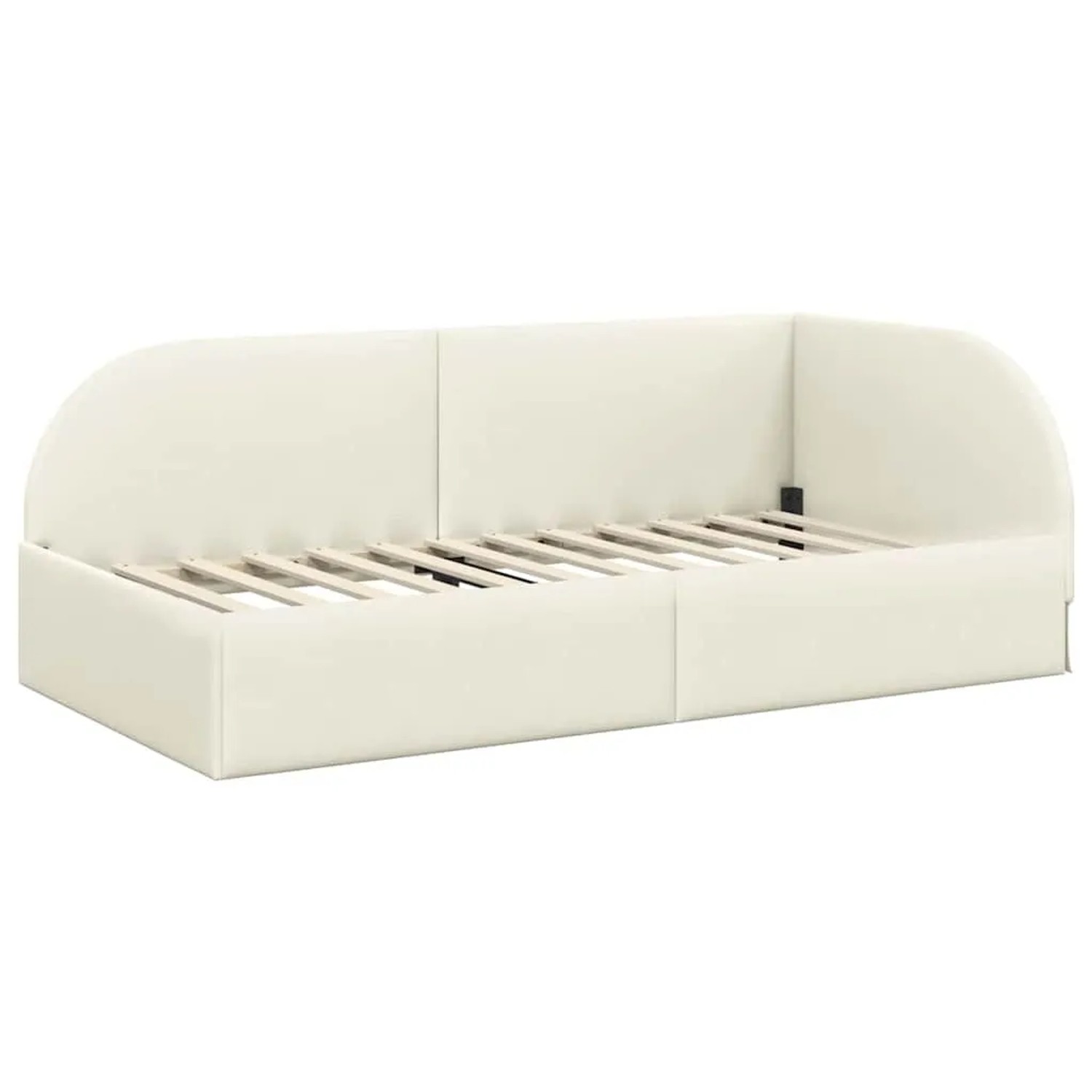 vidaXL Eckbettgestell mit Kopfteil Creme 100 x 200 cm Stoff 42016663
