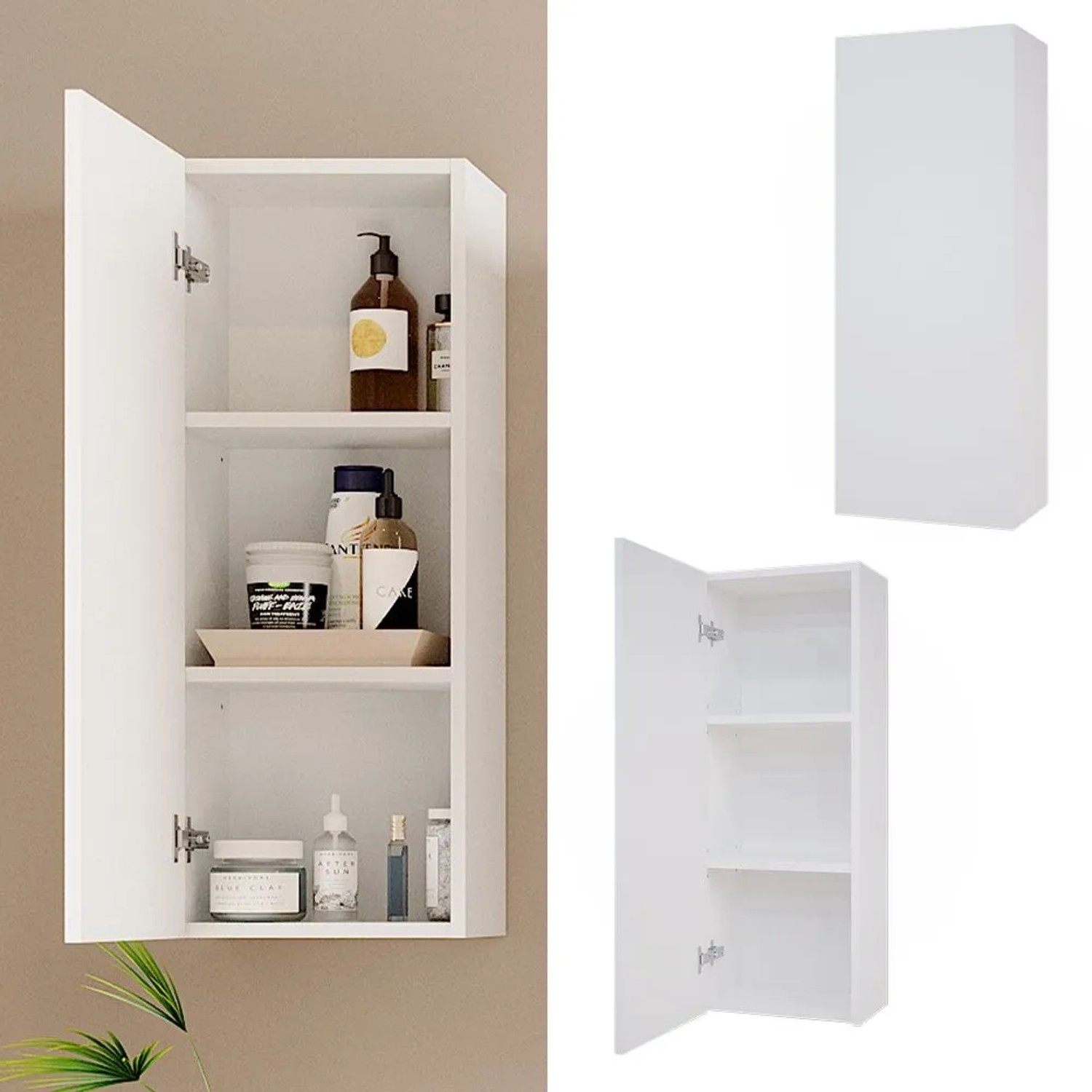 Vicco Badschrank Gloria Weiß 33 x 84 mit 2 Regalböden_2