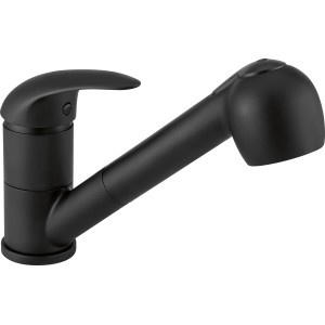 baliv Küchenarmatur KI-1521, Schwarz Matt, mit Geschirrbrause und Wasserspareinsatz.