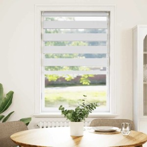 Weißes Doppelrollo (70x100 cm) von vidaXL am Fenster für Sicht- und Sonnenschutz.