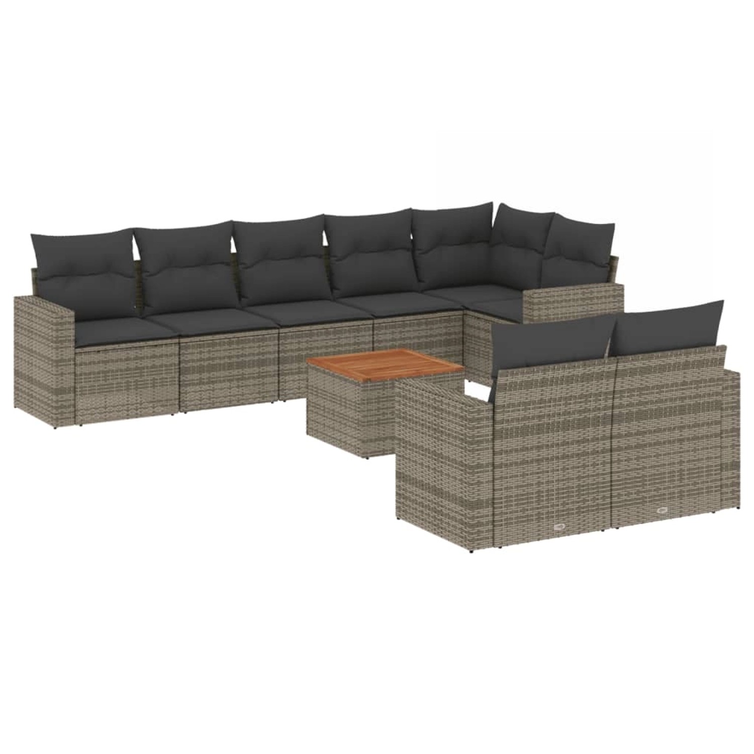 vidaXL 9-Tlg Garten-Sofagarnitur mit Kissen Grau Poly Rattan 3224212 günstig online kaufen