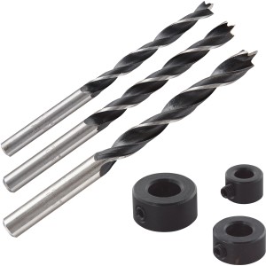 wolfcraft Holzspiralbohrer-Set, 6-teilig, mit Tiefenstopp für präzise Bohrungen in Holz.