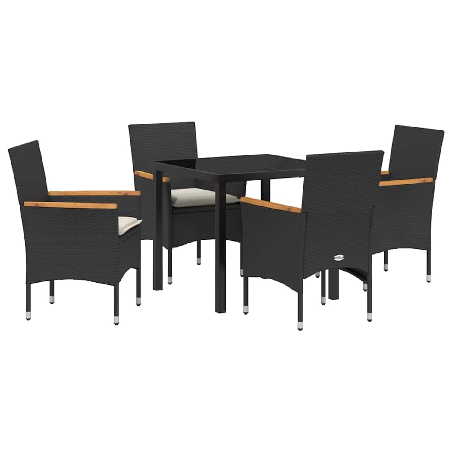 vidaXL Garten Essgruppe mit Kissen 5-Tlg Schwarz Poly Rattan 3379843 günstig online kaufen