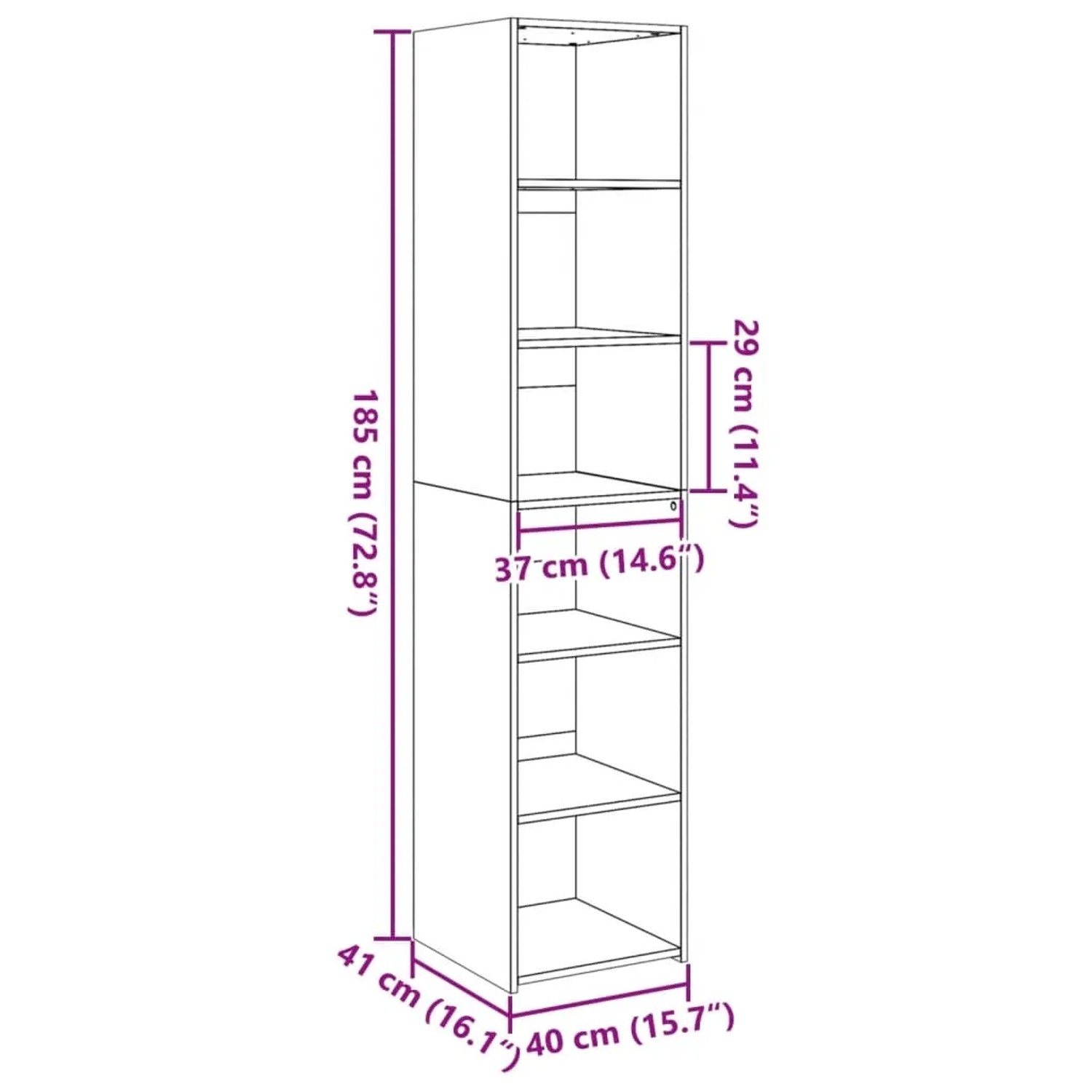 vidaXL Highboard Weiß 40x41x185 cm Holzwerkstoff 3281666_9