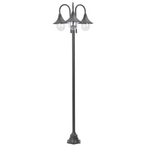 vidaXL Garten-Pollerleuchte E27 220 cm Aluminium 3-Laterne Bronze 44207