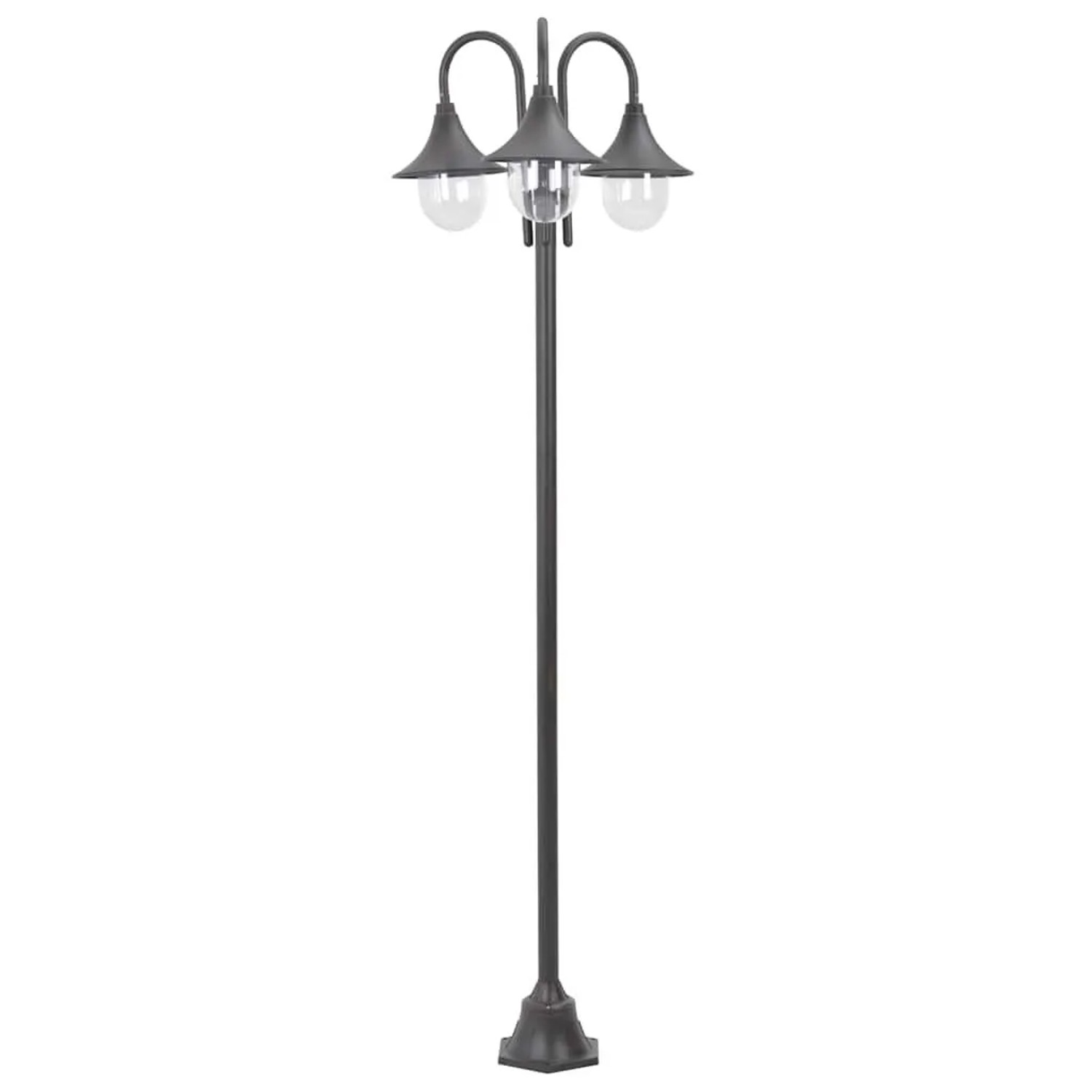 vidaXL Garten-Pollerleuchte E27 220 cm Aluminium 3-Laterne Bronze 44207