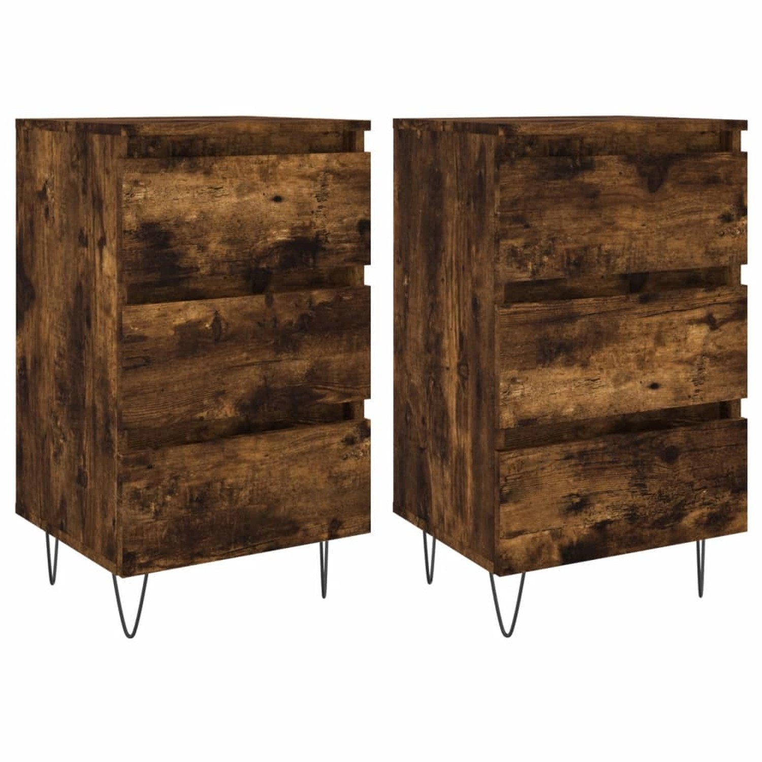 vidaXL Nachttische 2 Stk Räuchereiche 40x35x69 cm Holzwerkstoff Modell 2 günstig online kaufen