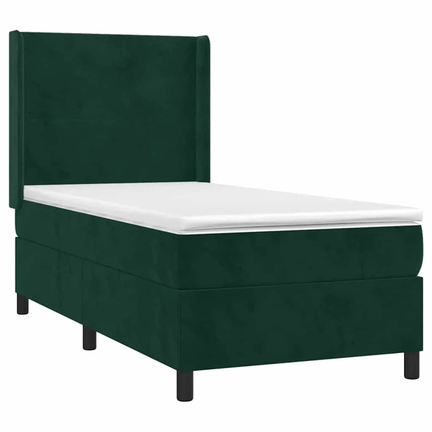 vidaXL Boxspringbett mit Matratze & LED Dunkelgrün 90x190 cm Samt 3139418