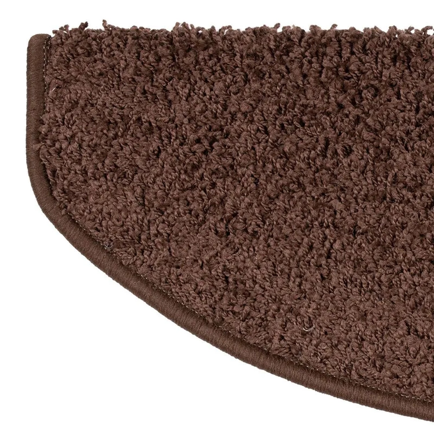 Braune KARAT Shaggy Stufenmatte Sphinx, Hochflor, halbrund, 23,5x65 cm. Treppenschutz für Innen.
