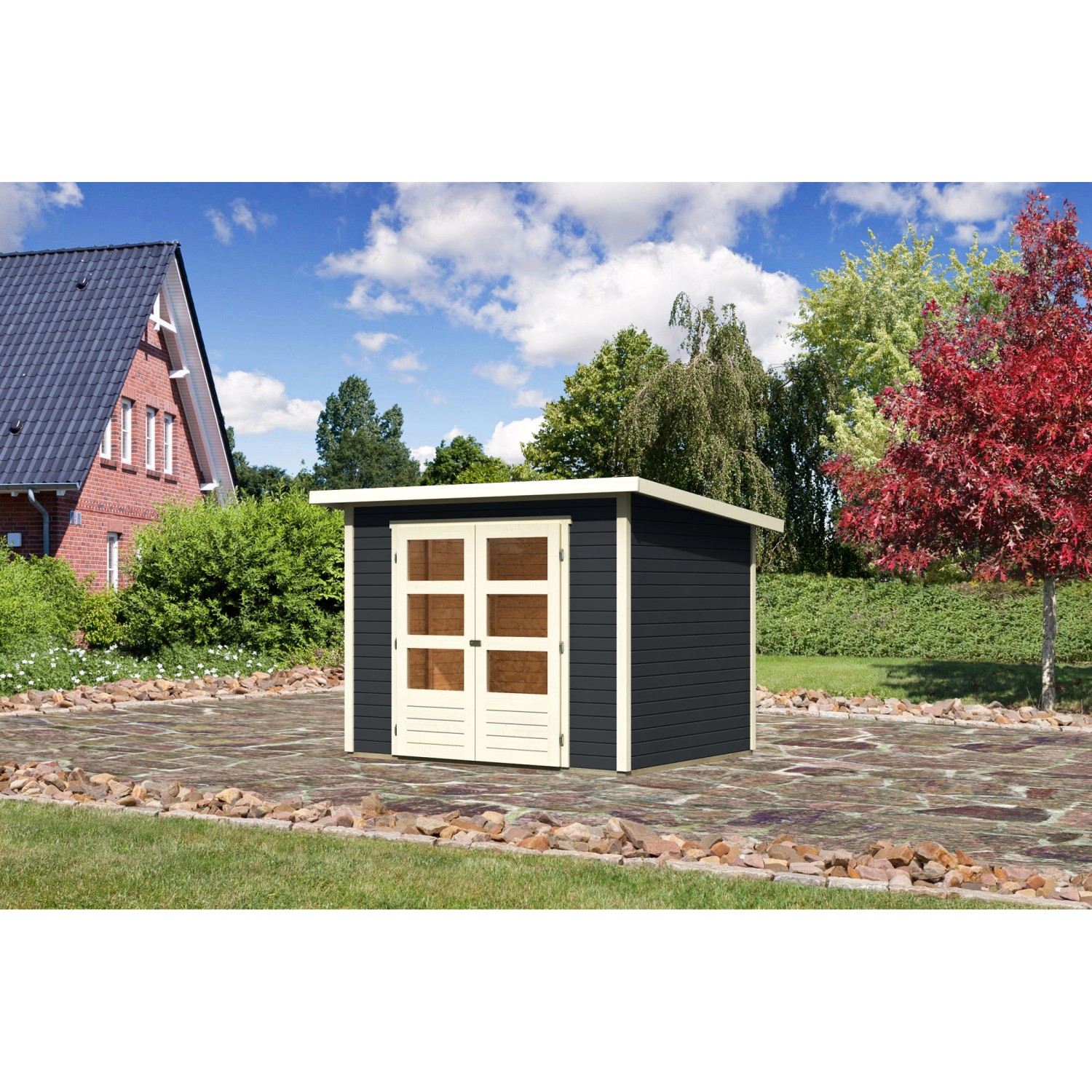 Karibu Gartenhaus Stockach 3 Anthrazit 246 cm x 186 cm günstig online kaufen