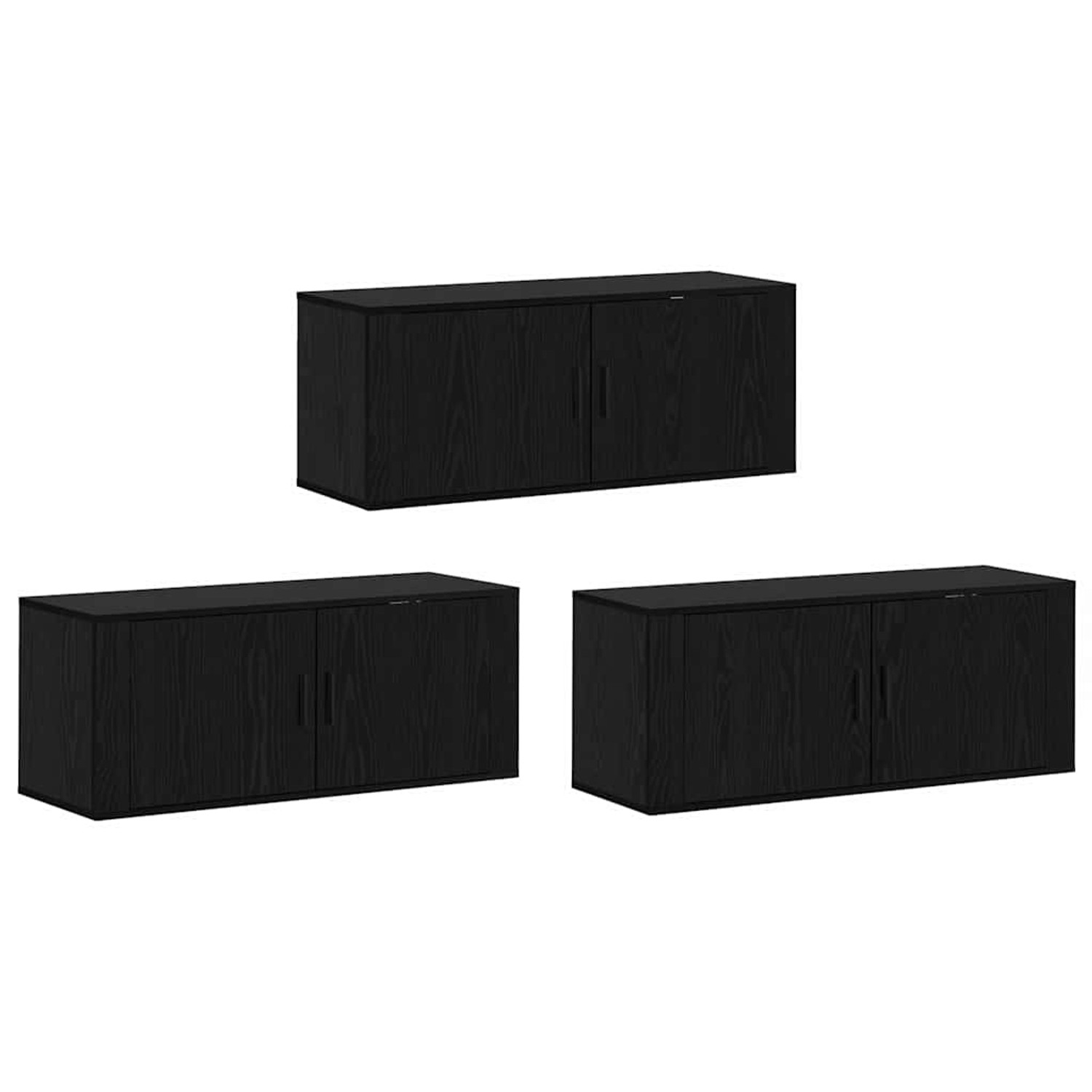 vidaXL Wand-TV-Schrank Set Wandmontiert 3-Tlg Schwarz Eichen-Optik 3415602 günstig online kaufen