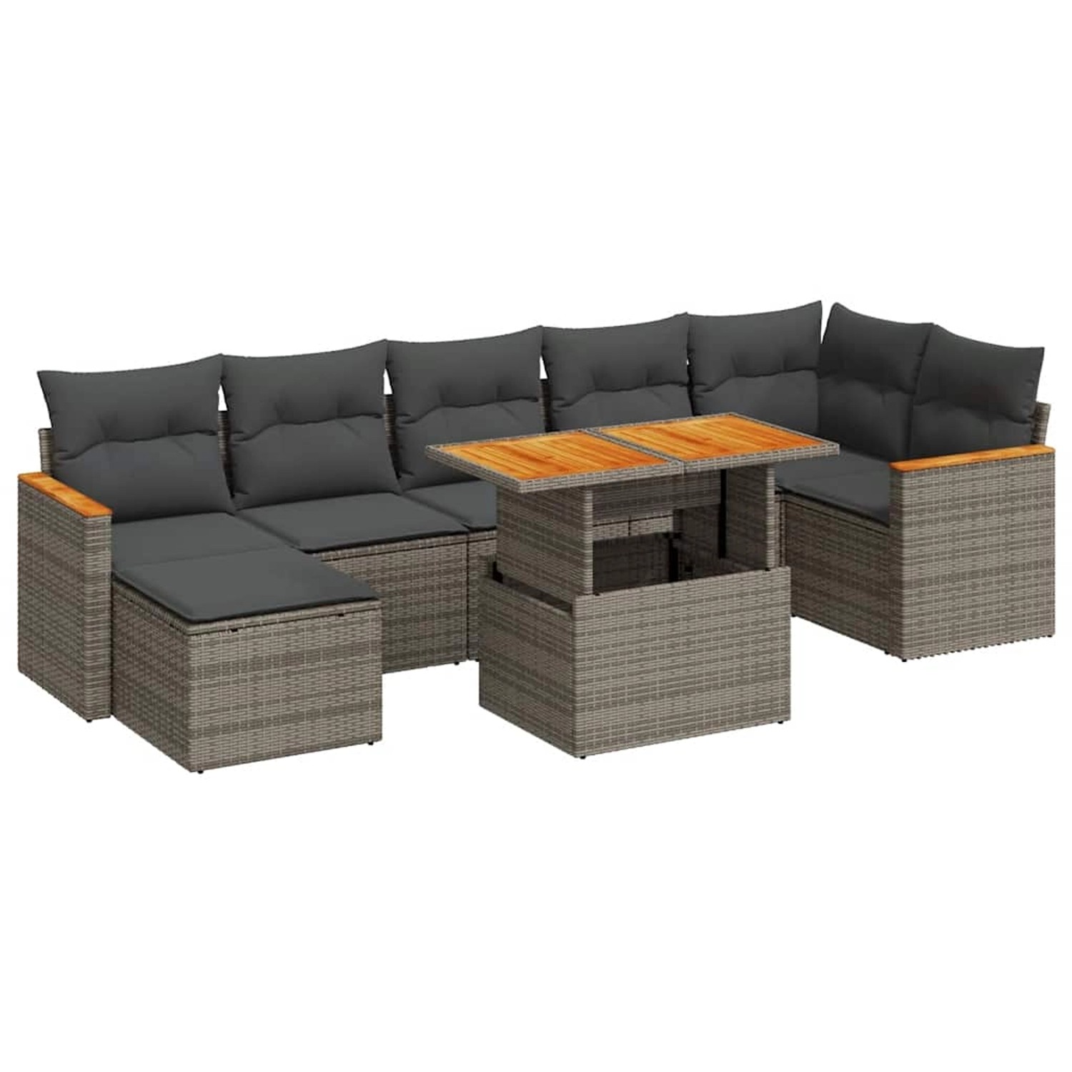 vidaXL 8-Tlg Garten-Sofagarnitur mit Kissen Grau Poly Rattan Akazie 3327518 günstig online kaufen