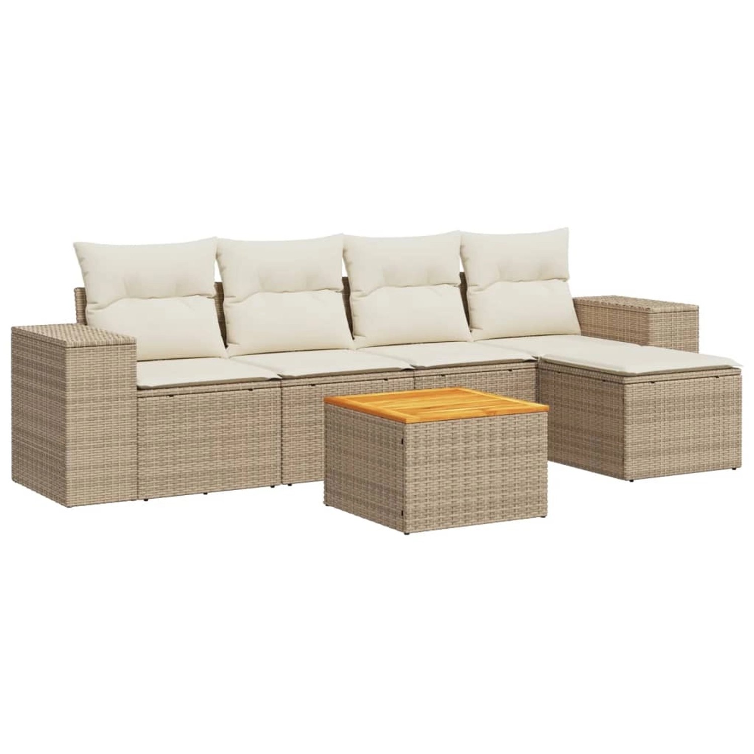 vidaXL 6-Tlg Garten-Sofagarnitur mit Kissen Beige Poly Rattan 3225421 günstig online kaufen