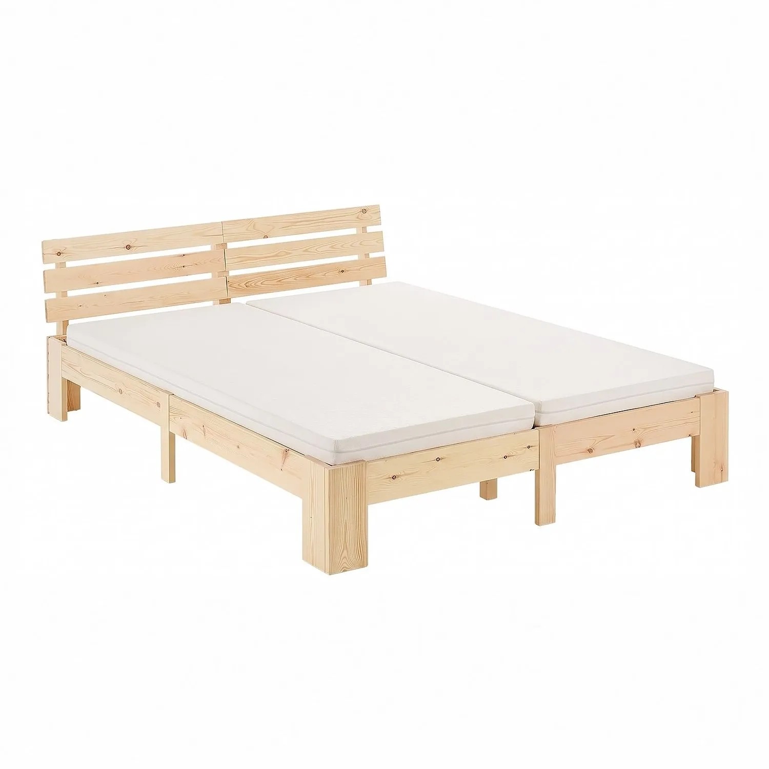 Homestyle4u Holzbett Doppelbett 180x200 cm Matratze Lattenrost Massivholz Naturfarben 3198