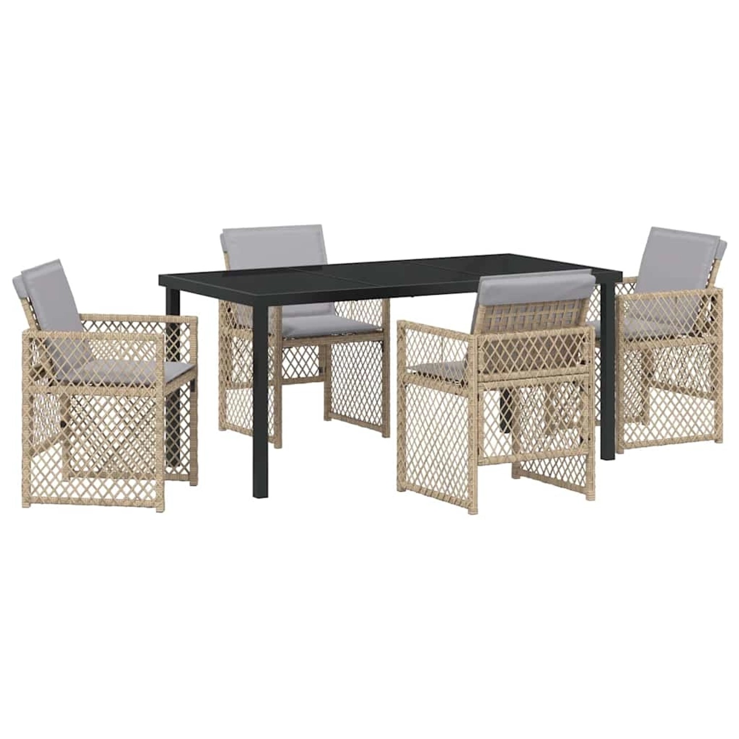 vidaXL Garten Essgruppe 5-Tlg Beige Poly Rattan 3380643 günstig online kaufen