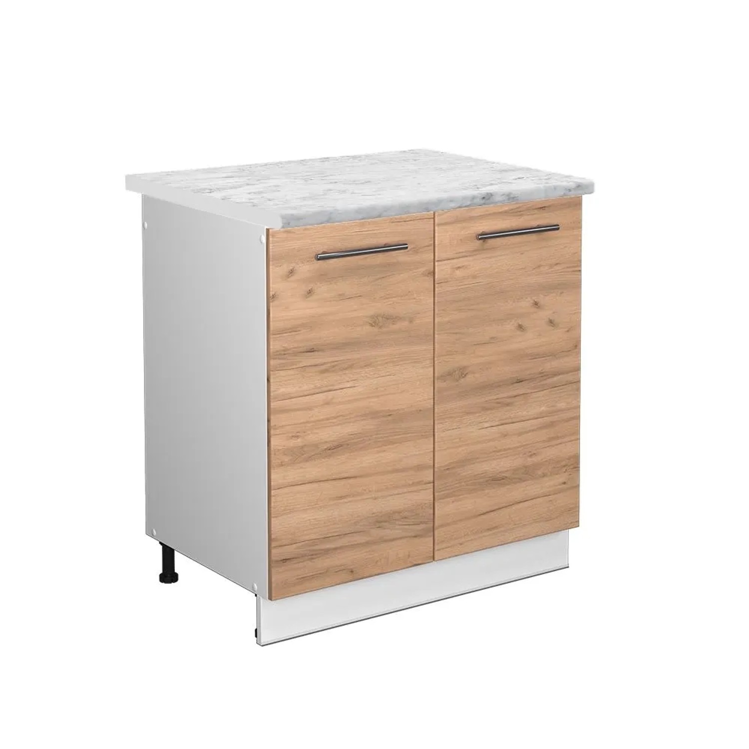 Vicco Spülenunterschrank Fame-Line Goldkraft Eiche Weiß 80 cm AP Marmor