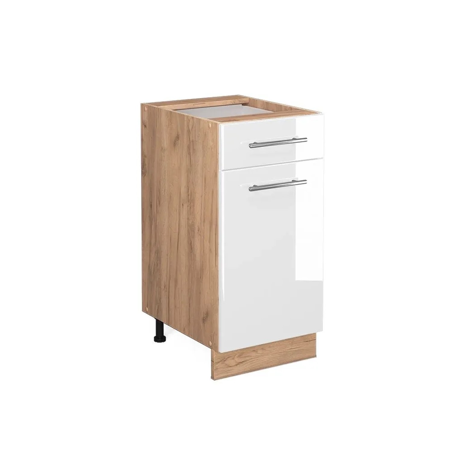 Vicco Küchenunterschrank Fame-Line Weiß Hochglanz Goldkraft Eiche 40 cm ohne Arbeitsplatte
