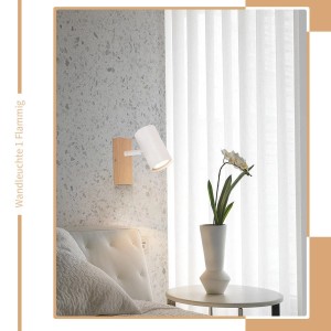 ZMH Deckenstrahler GU10 1-fach Weiß Retro Metall Holz 350° Schwenkbar max. 40W