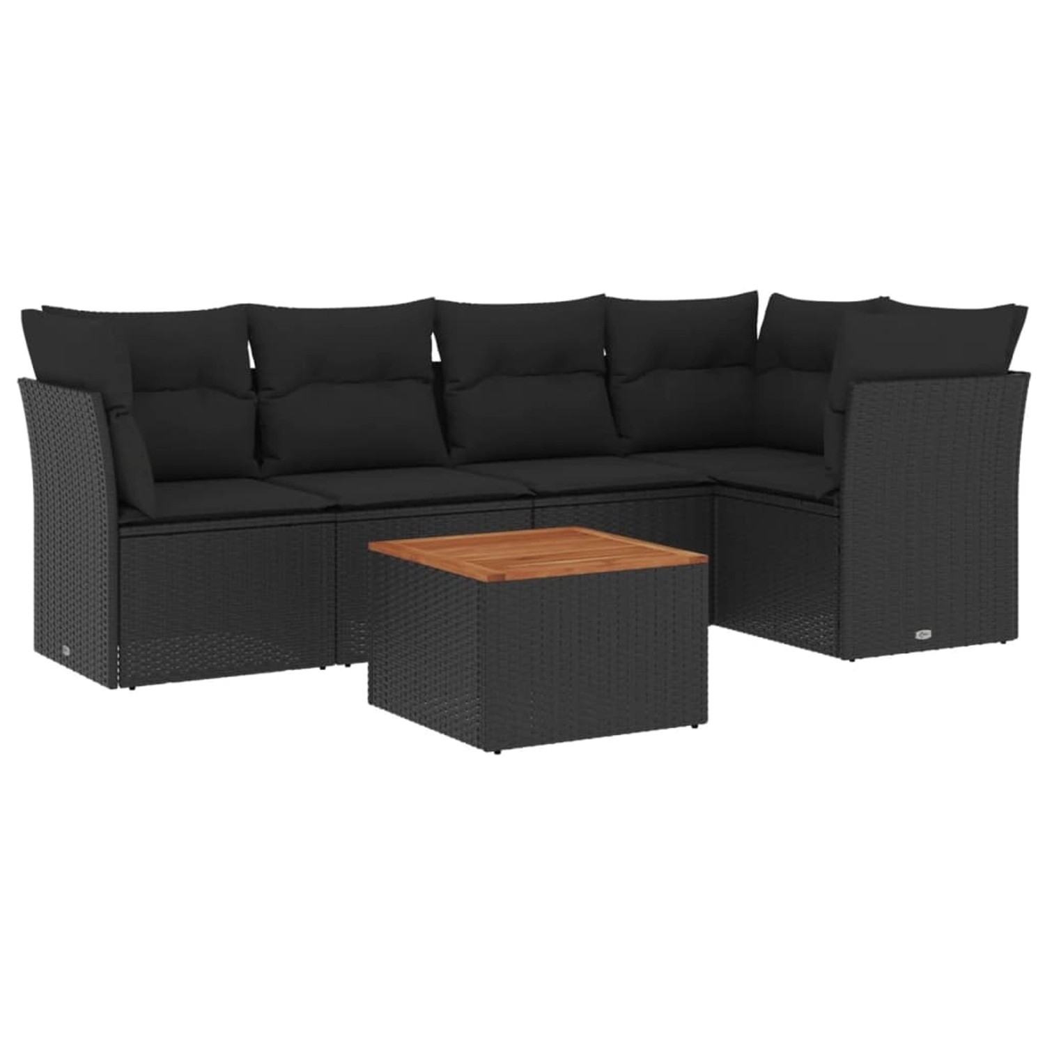 vidaXL 6-tlg Garten-Sofagarnitur mit Kissen Schwarz Poly Rattan Modell 63