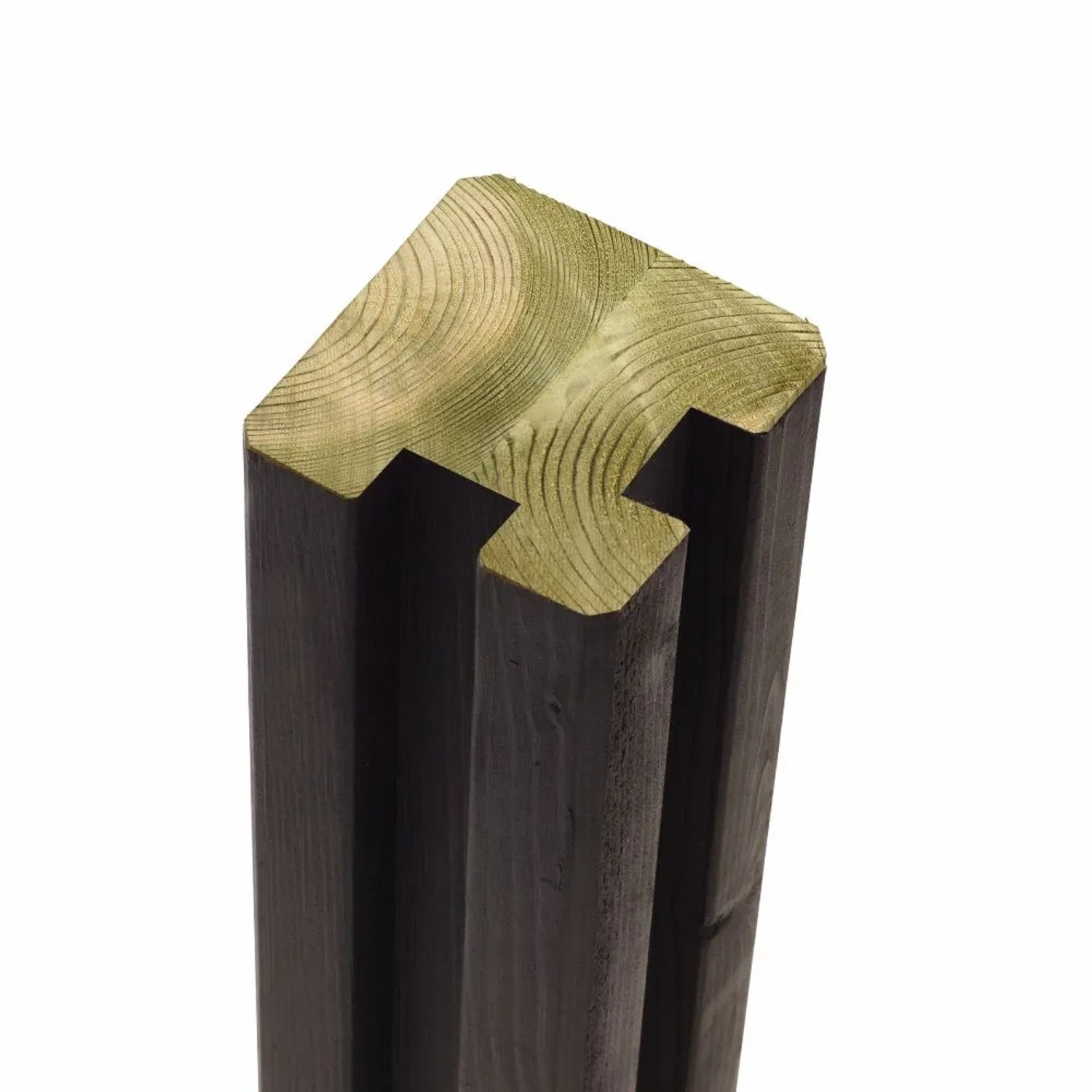 Zaunpfosten Leimholz 2 Spuren Ecke Kiefer Schwarz 9 cm x 9 cm x 268 cm