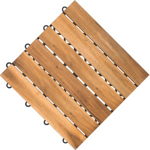 Florco Echtholz-Klickfliese Akazie, 30x30cm, 5er-Set. Holzfliese mit Klicksystem für Terrasse und Balkon.