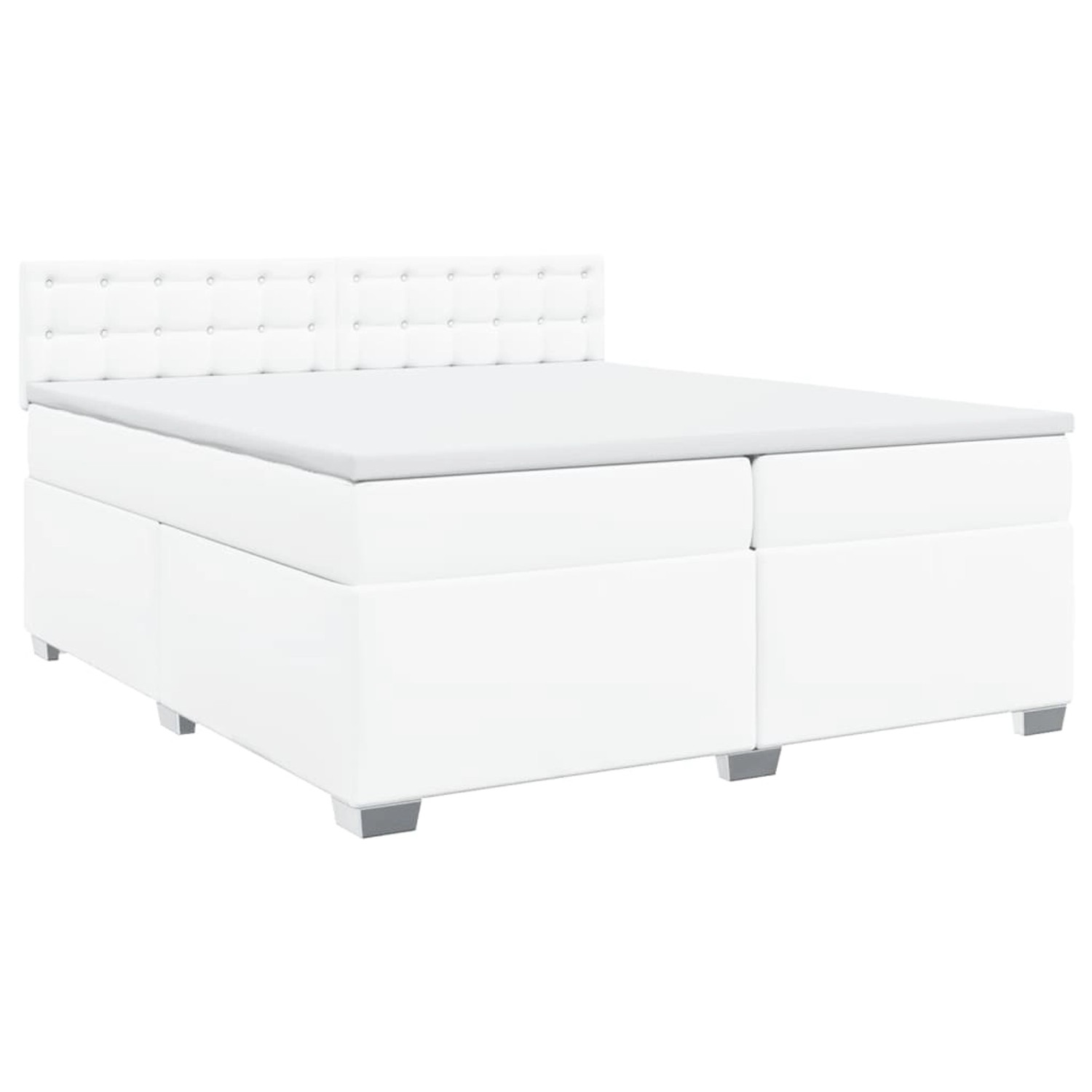 vidaXL Boxspringbett mit Matratze Weiß 200x200 cm Kunstleder 3286137 günstig online kaufen