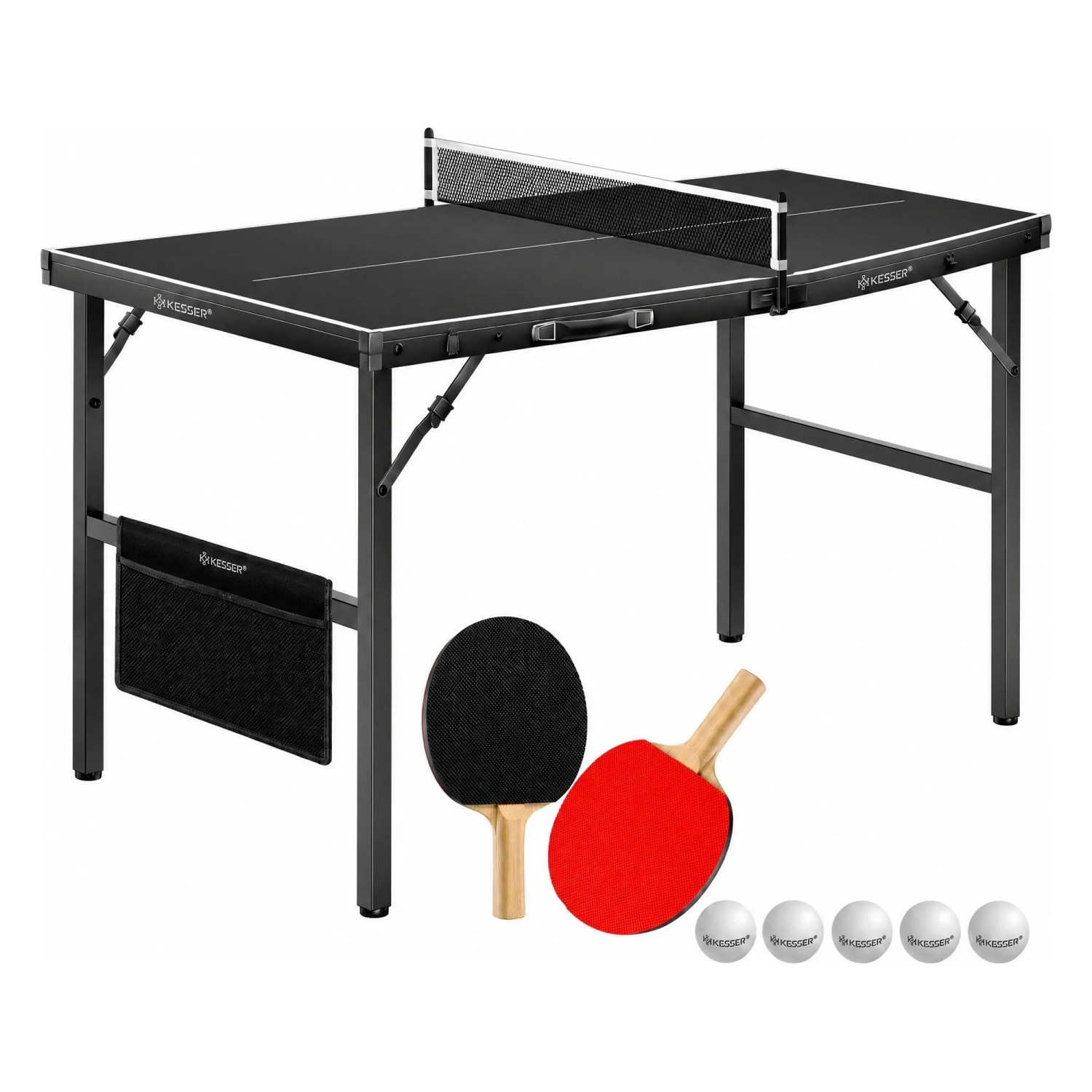 KESSER Mini-Tischtennisplatte Klappbar 153 x 76.5 cm Schwarz Schwarz