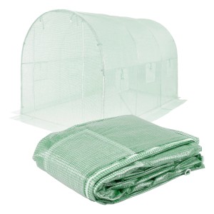 Grüne ECD Germany Gewächshaus Ersatzabdeckung 300x200cm mit Tür und 6 Fenstern.