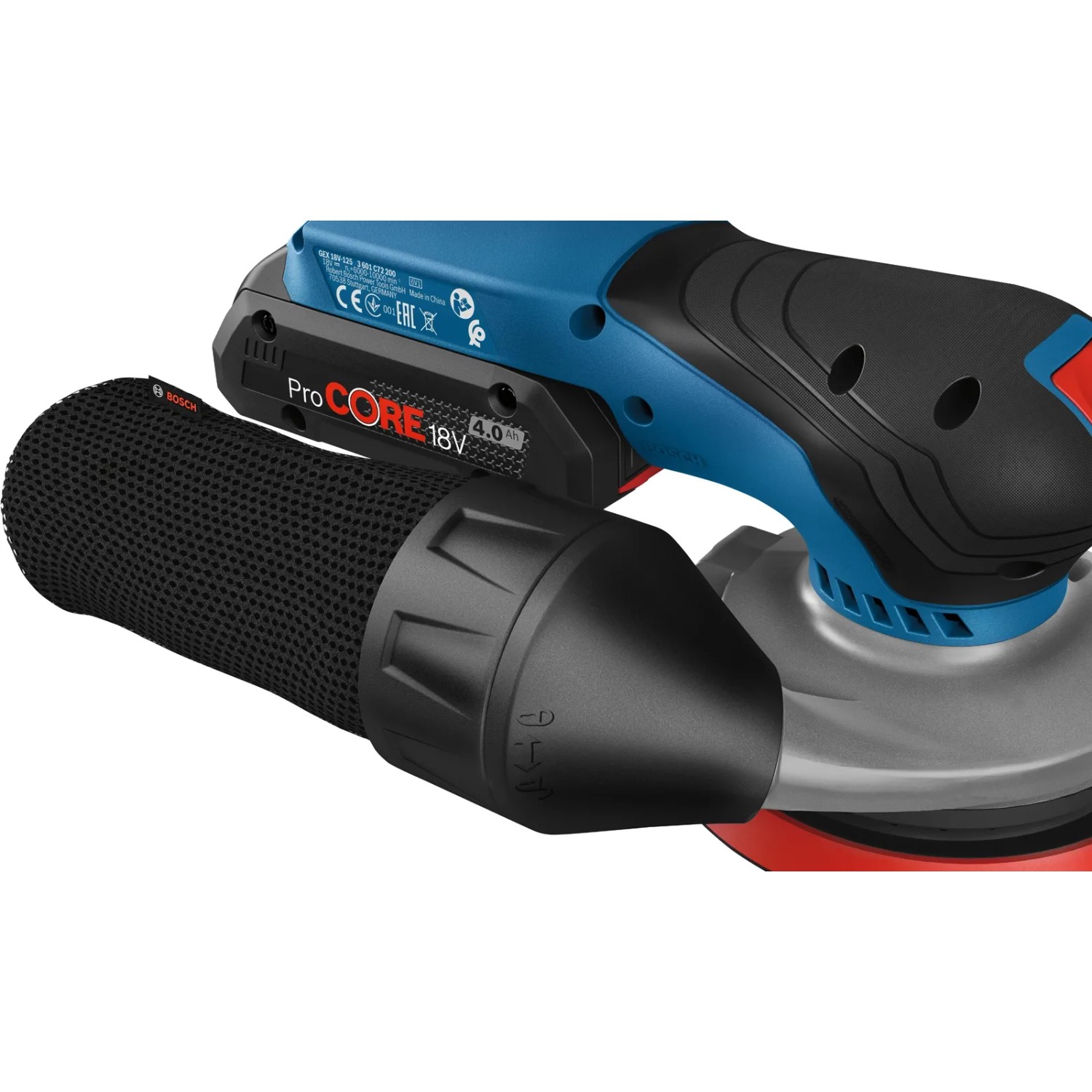Bosch Professional Akku-Exzenterschleifer GEX 18V-125 mit Staubbeutel, ohne Akku.