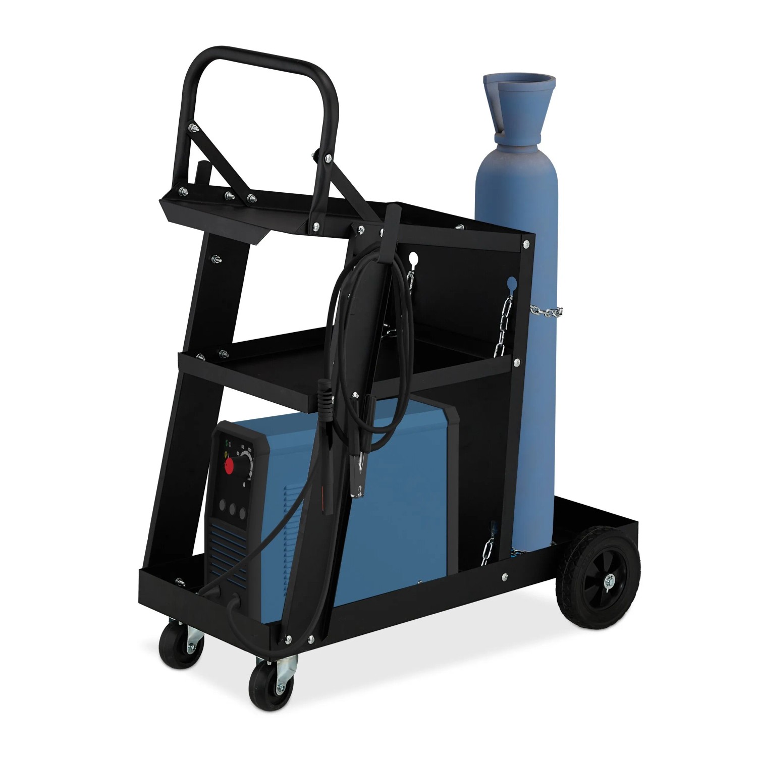 Relaxdays Schweißwagen Stahl Schwarz mit Lenkgriff 88 cm x 40 cm x 71 cm 10,7 kg